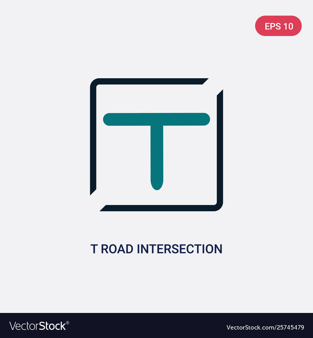 Two color t road intersection icon from maps