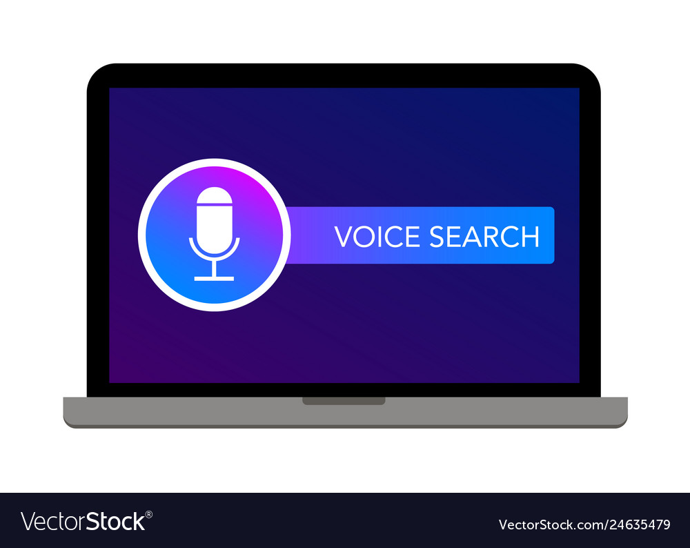 Voice search icon microphone on laptop screen