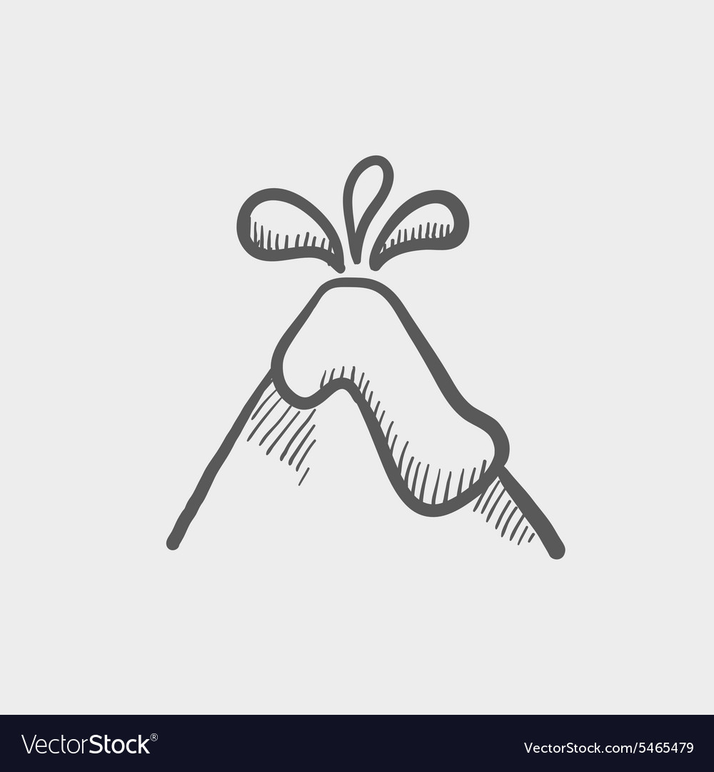 Volcano exploding sketch icon