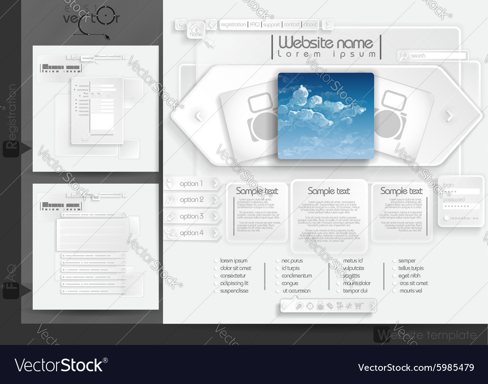 Website design template menu elements
