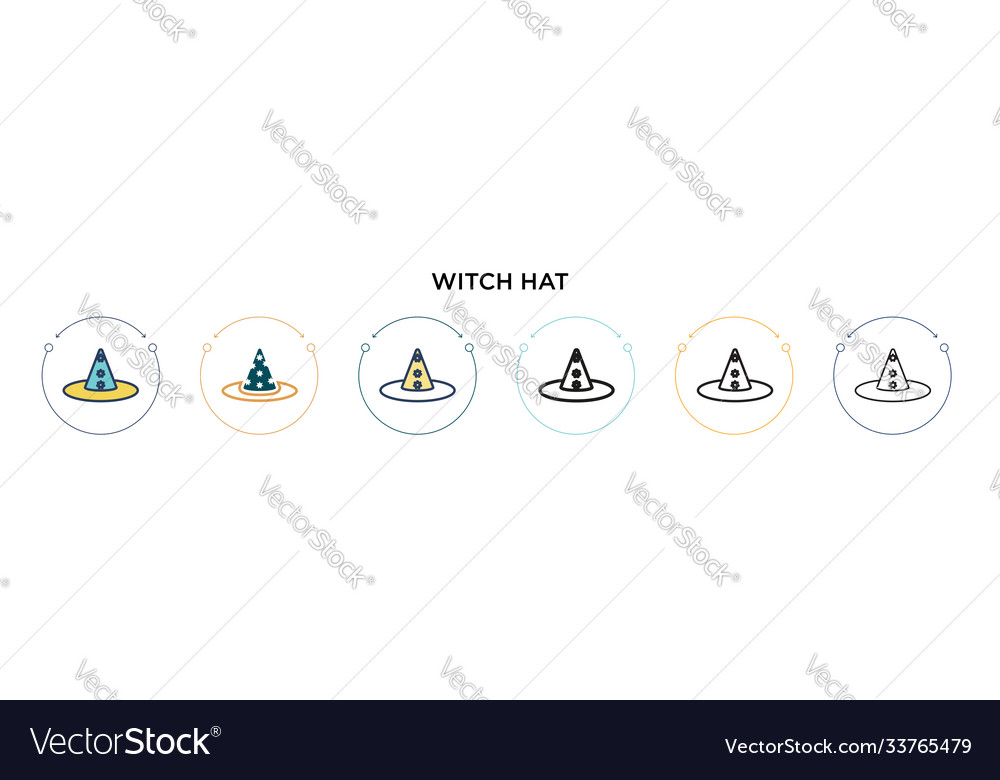 Witch hat icon in filled thin line outline