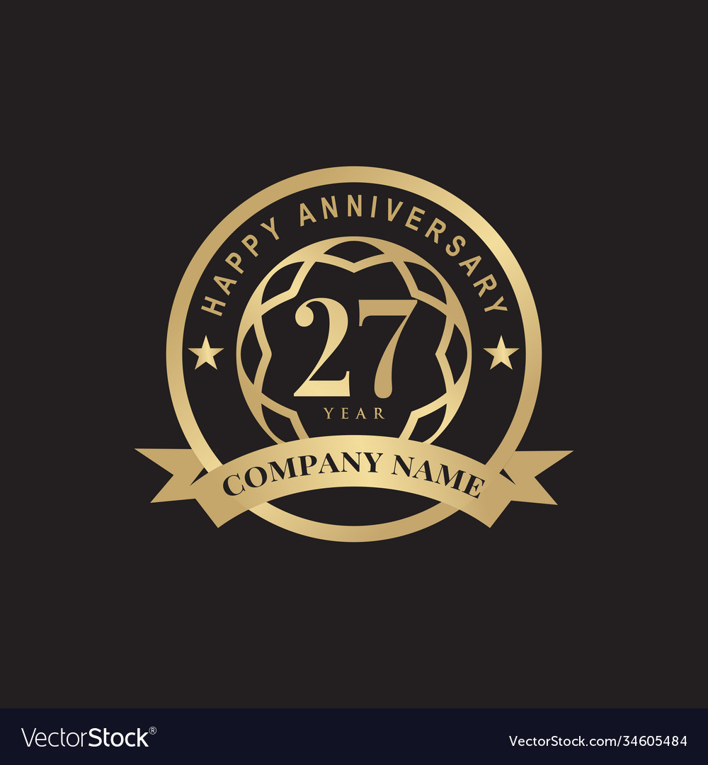 27th year anniversary logo design template