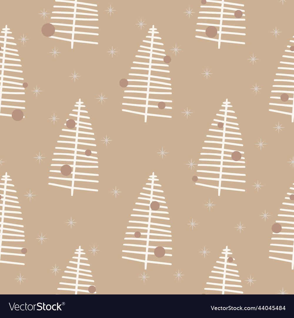 Christmas tree and snowflake seamless pattern new vector image Christmas tree and snowflake seamless pattern new