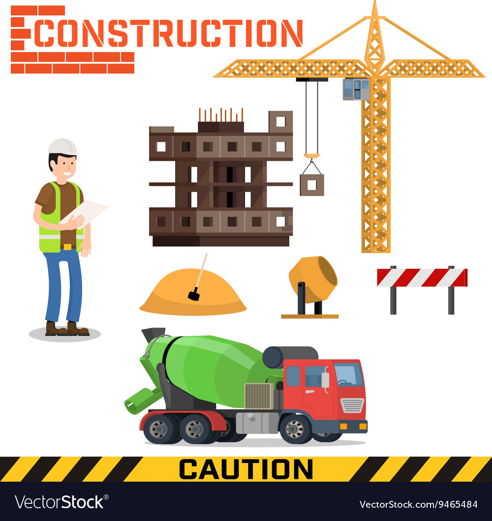 Construction site building a house - flat Vector Image