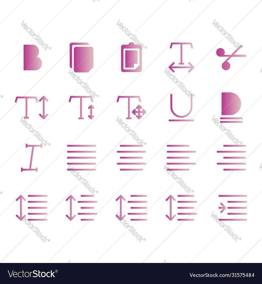 Editing text icon set include bold vector image Editing text icon set include bold