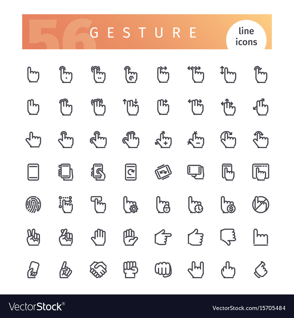 Gesture line icons set Royalty Free Vector Image