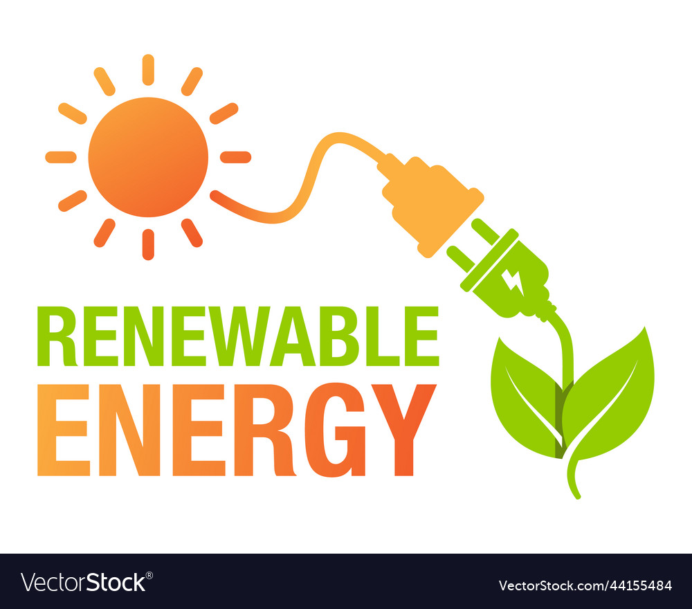 Green energy logo or icon electric plugs sun Vector Image