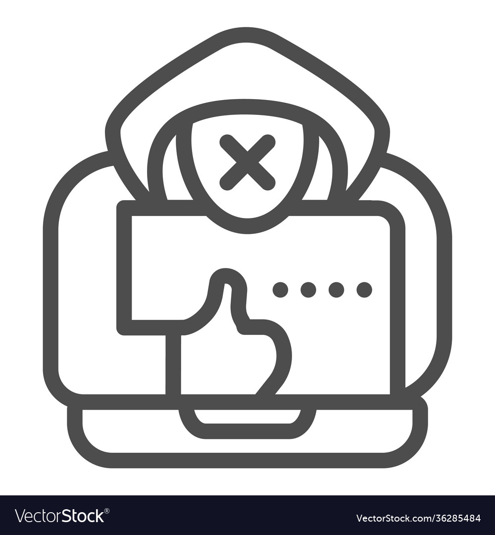 Hacker with a laptop line icon web security vector image Hacker with a laptop line icon web security