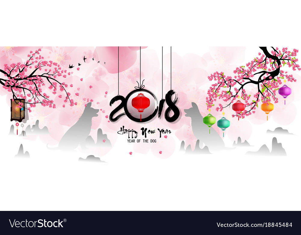 Happy new year 2018 greeting card and chinese