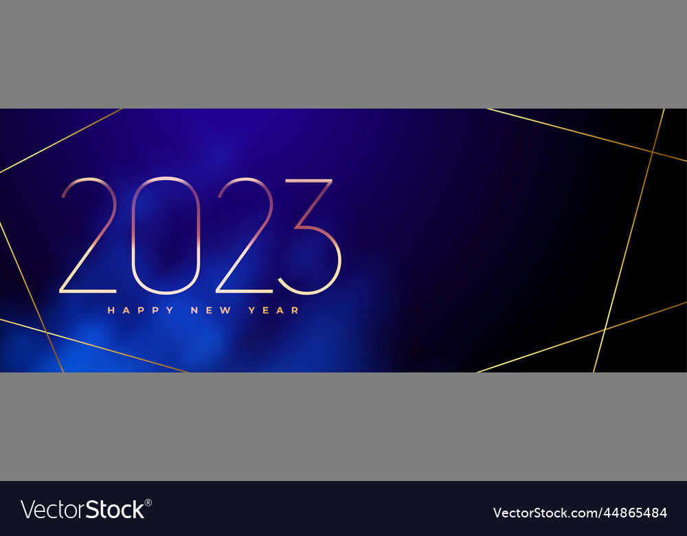 Happy new year occasion banner with 2023 golden Vector Image