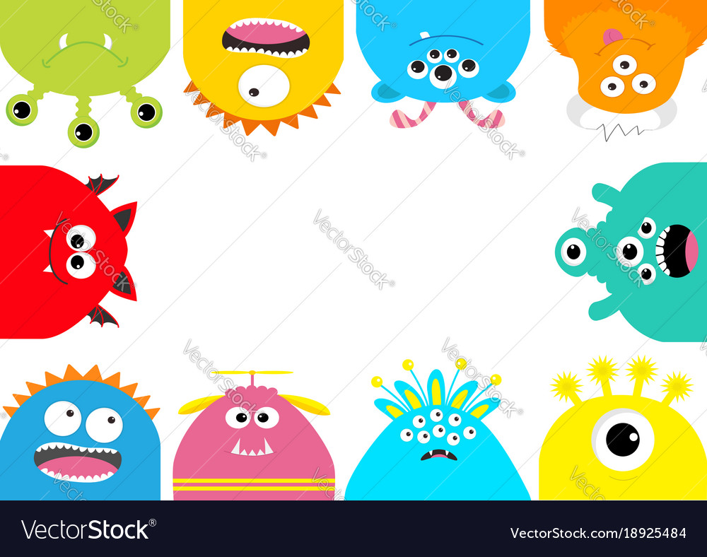 Monster Frame niedlichen Cartoon furchtigen Charakter Set