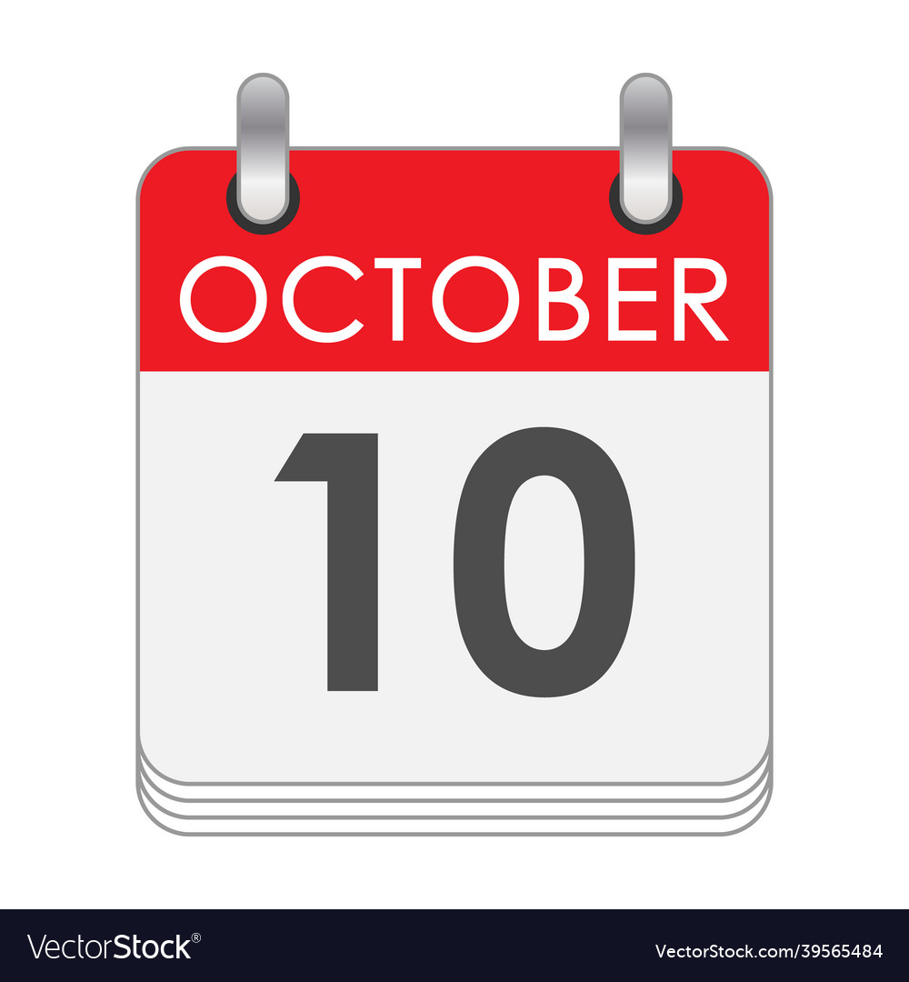 October 10 a leaf of the flip calendar Royalty Free Vector