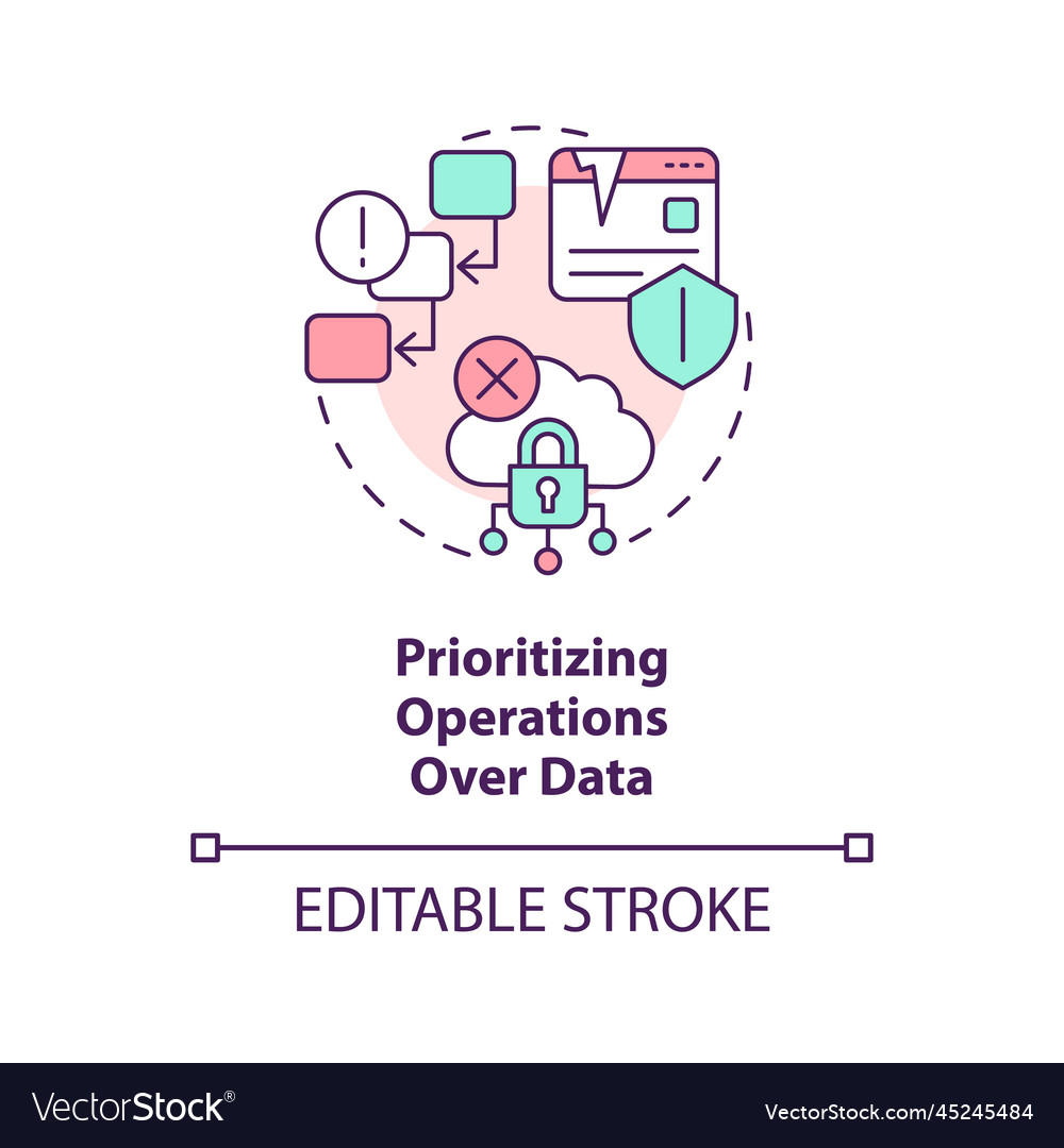 Prioritizing operations over data concept icon vector image Prioritizing operations over data concept icon