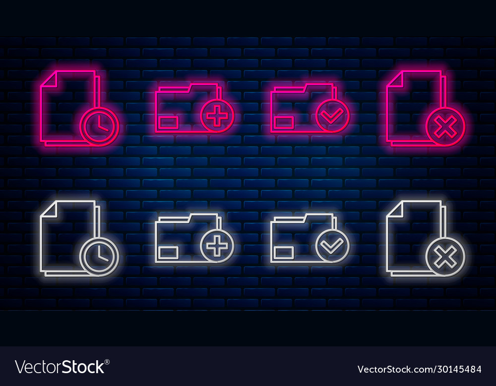 Set line add new folder document and check vector image Set line add new folder document and check