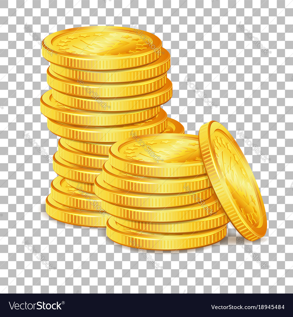 Stack Of Gold Coins On Transparent Background Vector Image