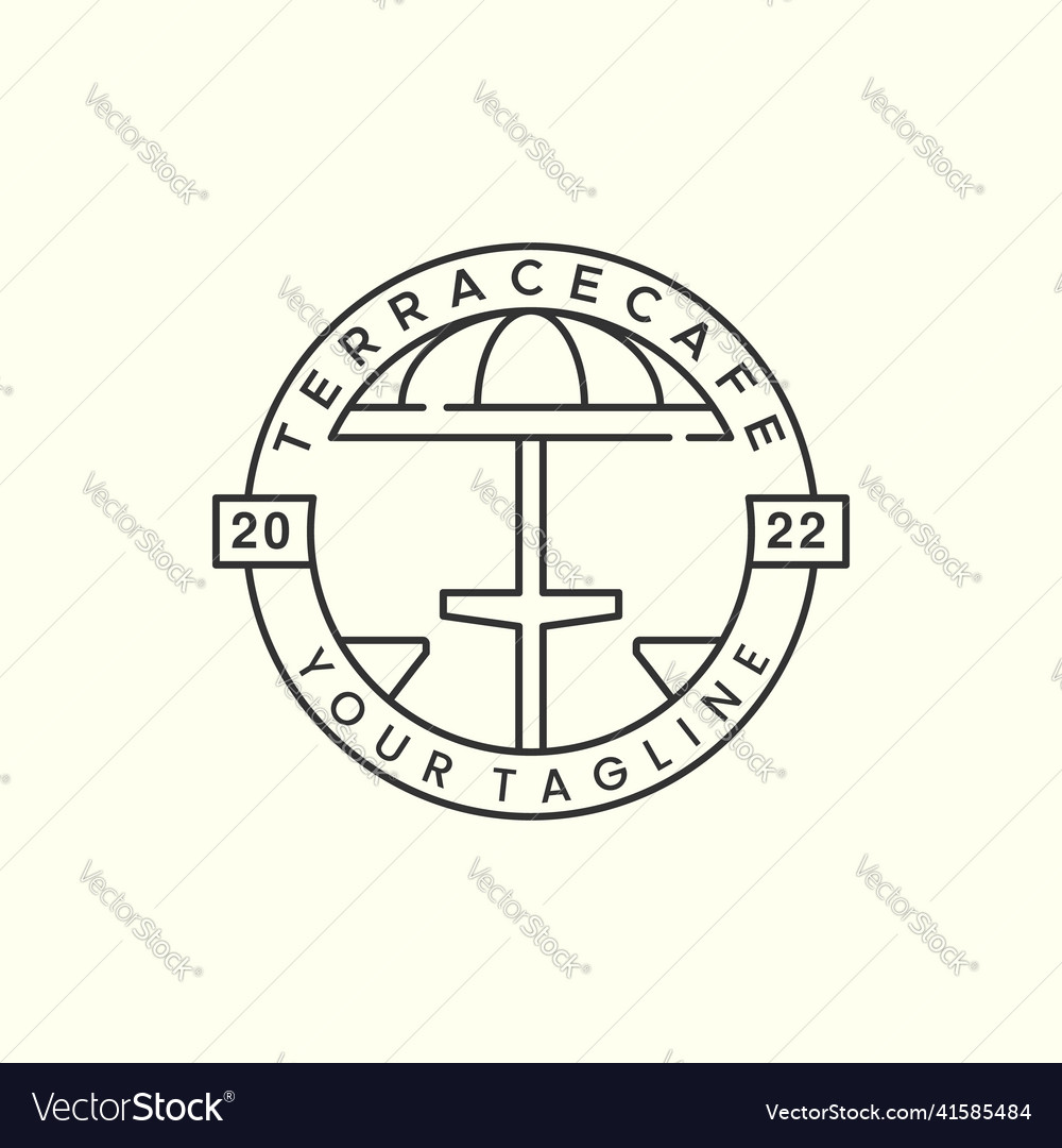 Terrace cafe emblem line art logo icon template