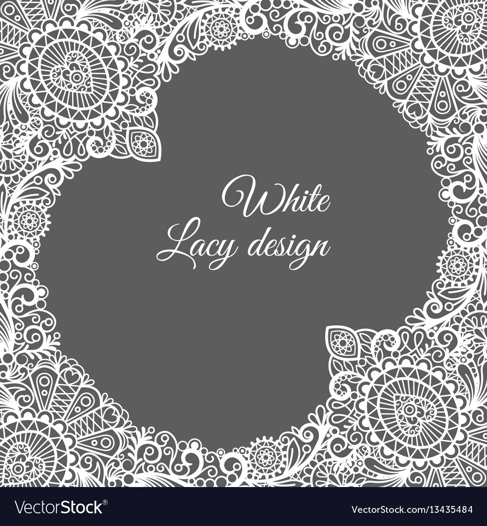 White lacy ornamental card design vector image White lacy ornamental card design