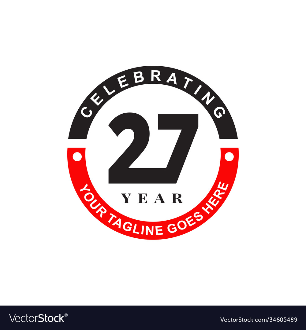 27th year anniversary logo design template