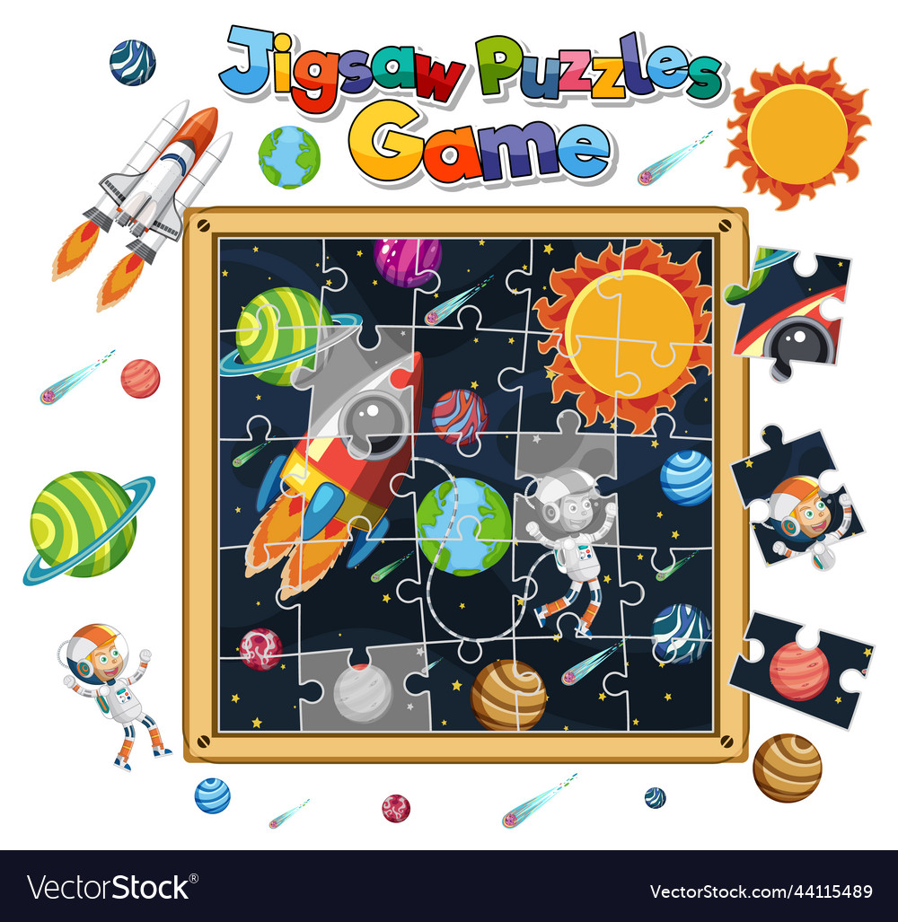 Astronaut in space photo puzzle game template