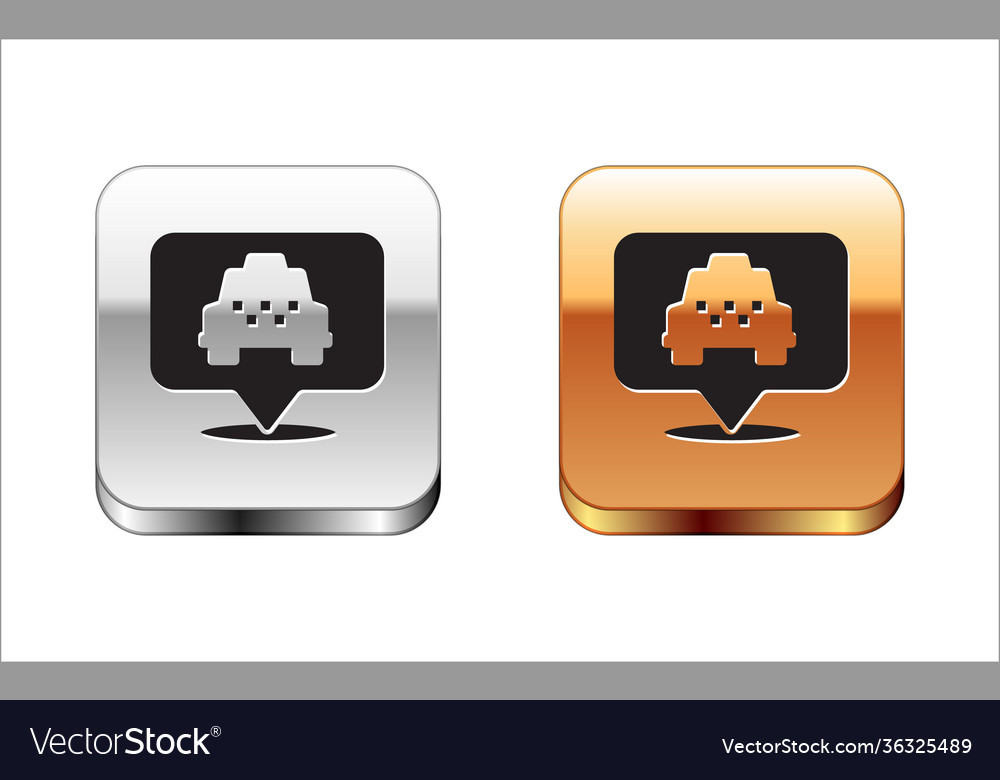 Black map pointer with taxi icon isolated on white vector image Black map pointer with taxi icon isolated on white