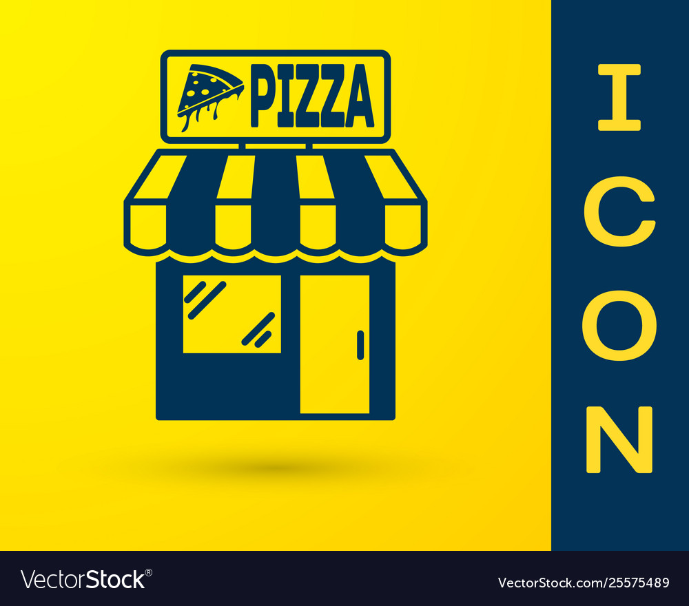 Blue pizzeria building facade icon isolated vector image Blue pizzeria building facade icon isolated