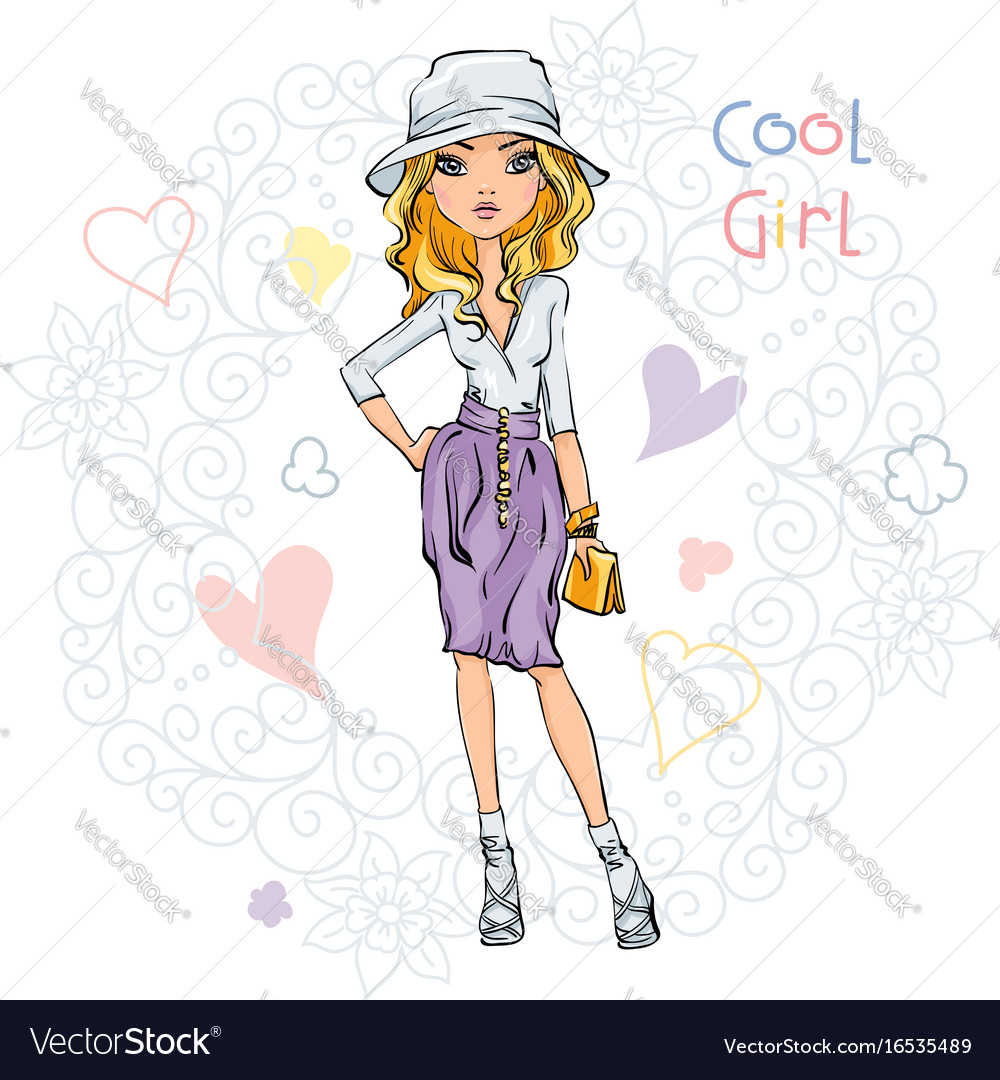 Cute Fashionable Girl Royalty Free Vector Image