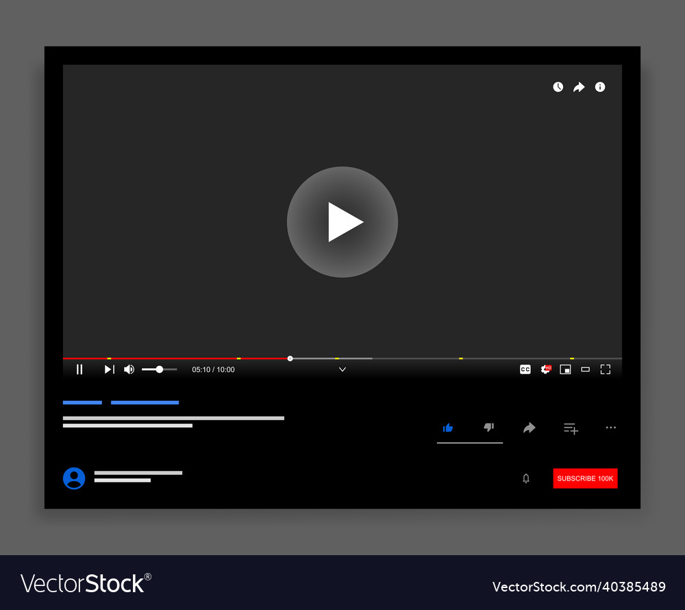 Desktop web video player vector image Desktop web video player