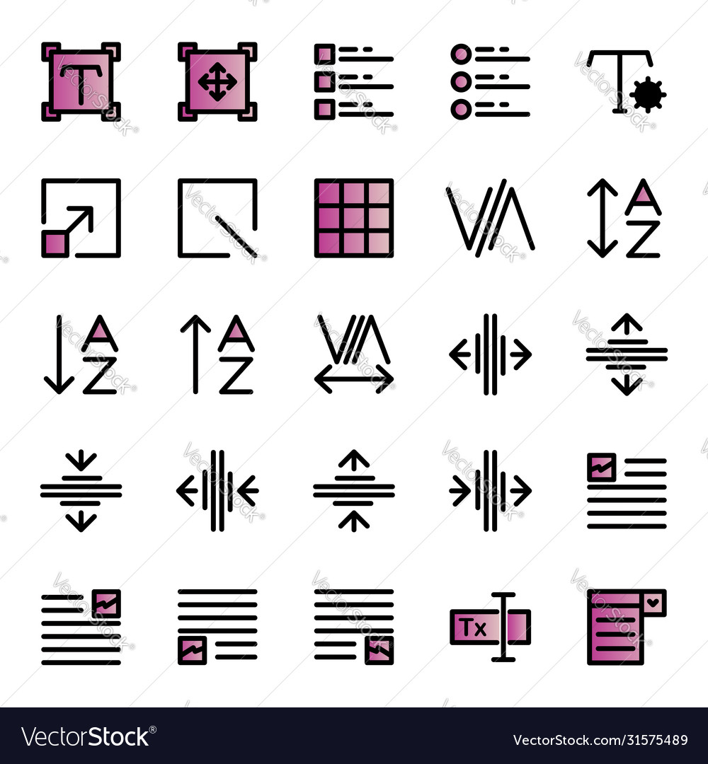 Editing text icon set include vector image Editing text icon set include