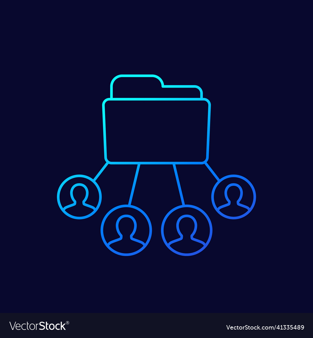 Folder and users line icon