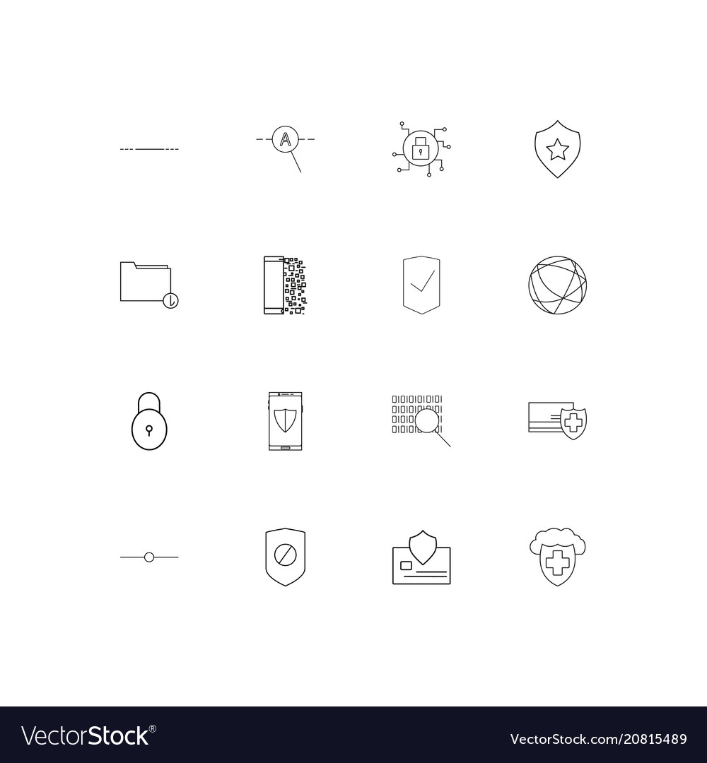 Internet security linear thin icons set outlined