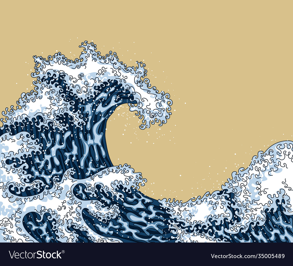 Japanese wave Royalty Free Vector Image - VectorStock