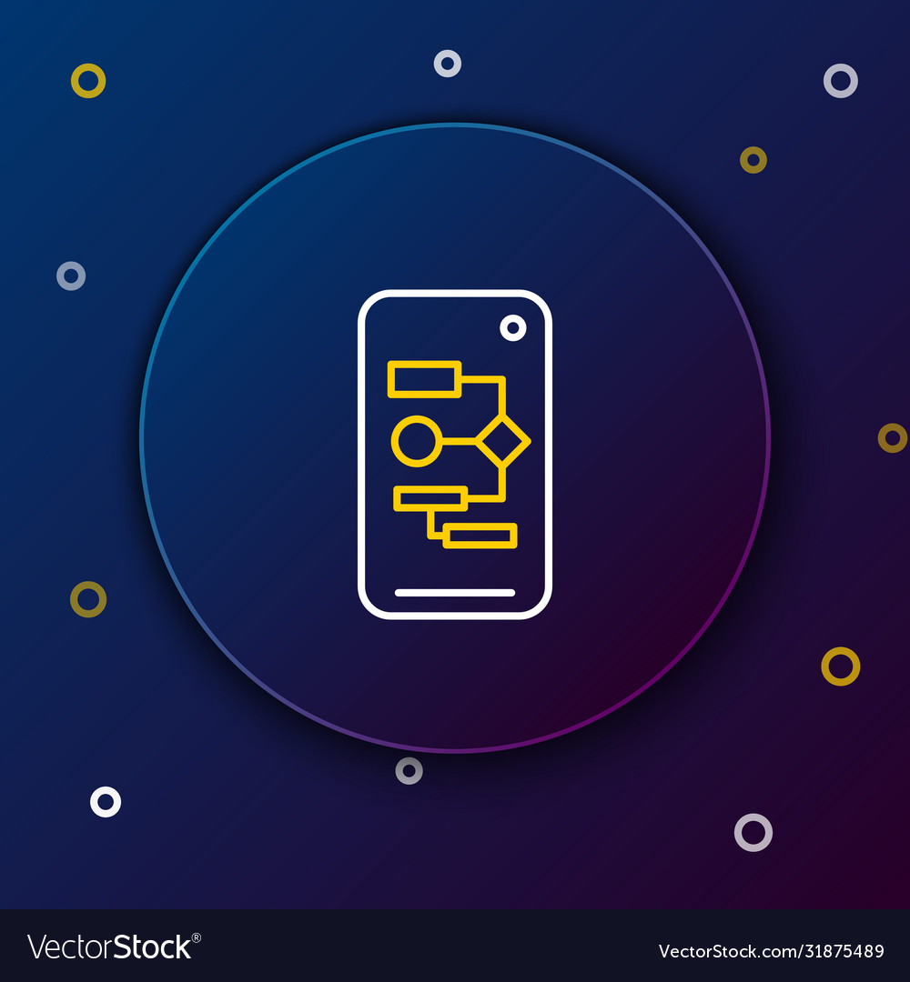 Line algorithm icon isolated on blue background vector image Line algorithm icon isolated on blue background