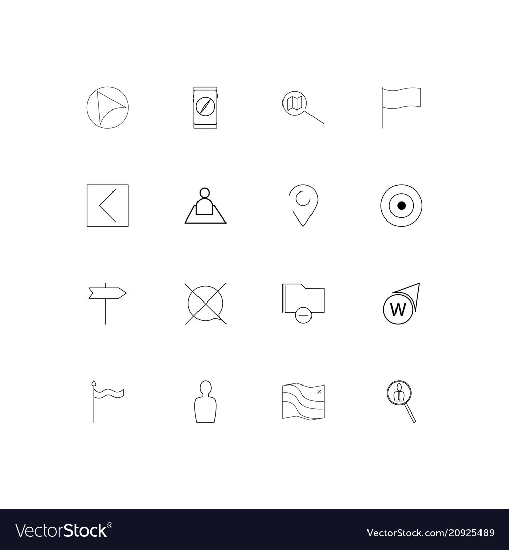 Maps and navigation linear thin icons set