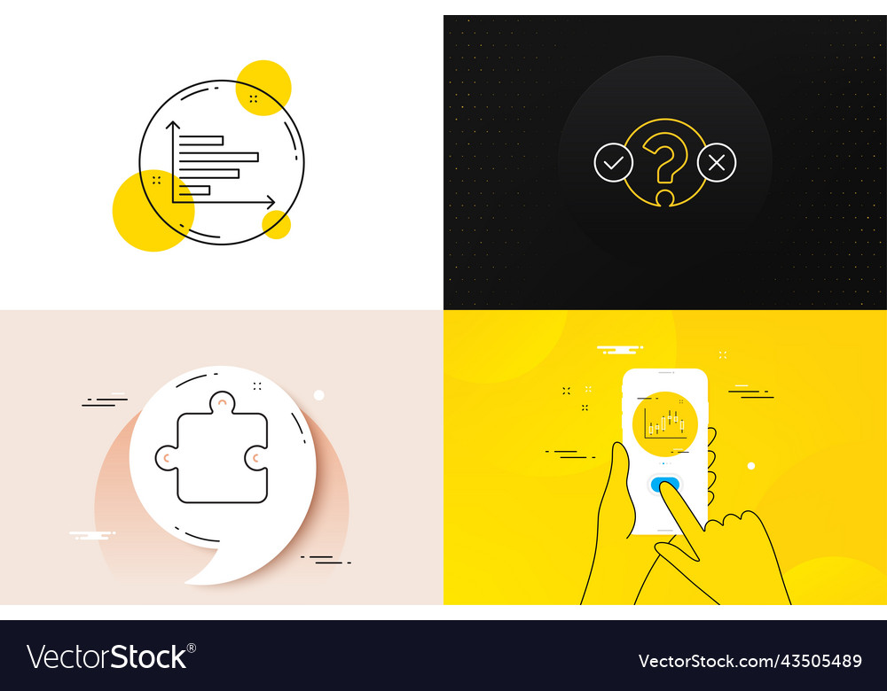 Minimal set of quiz test horizontal chart vector image Minimal set of quiz test horizontal chart