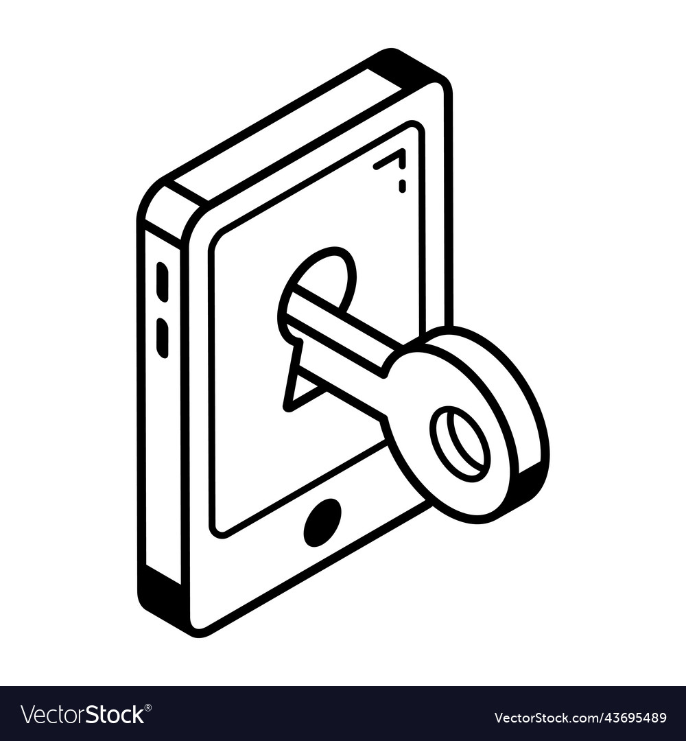 Premium isometric of a mobile key Royalty Free Vector Image