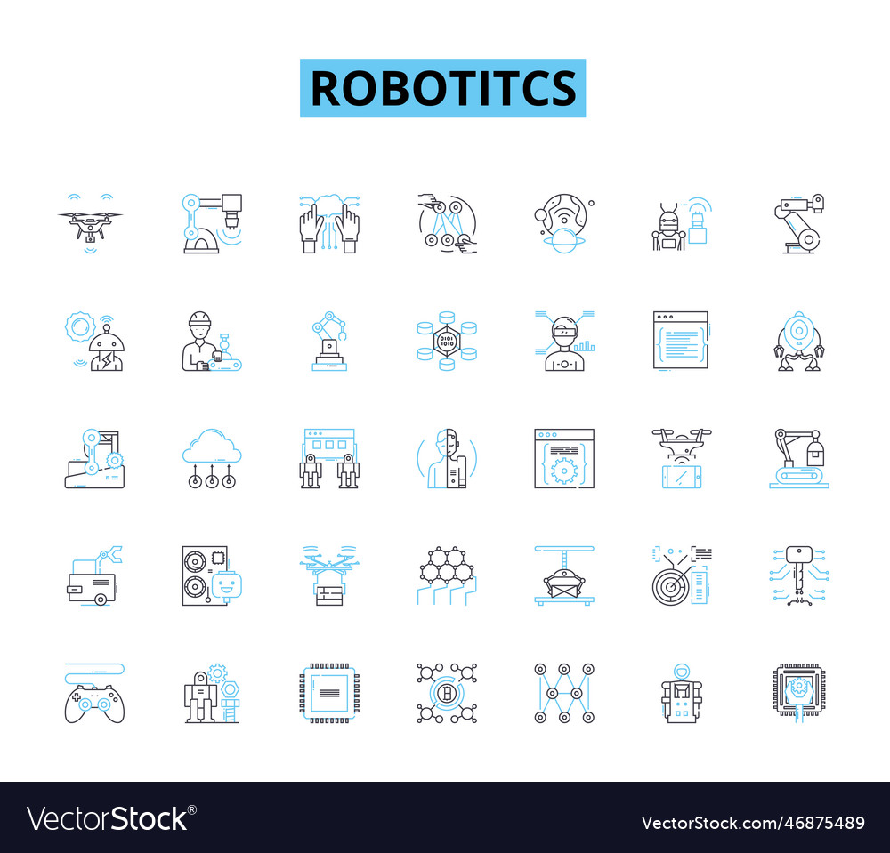 Robotitcs linear icons set automation vector image Robotitcs linear icons set automation