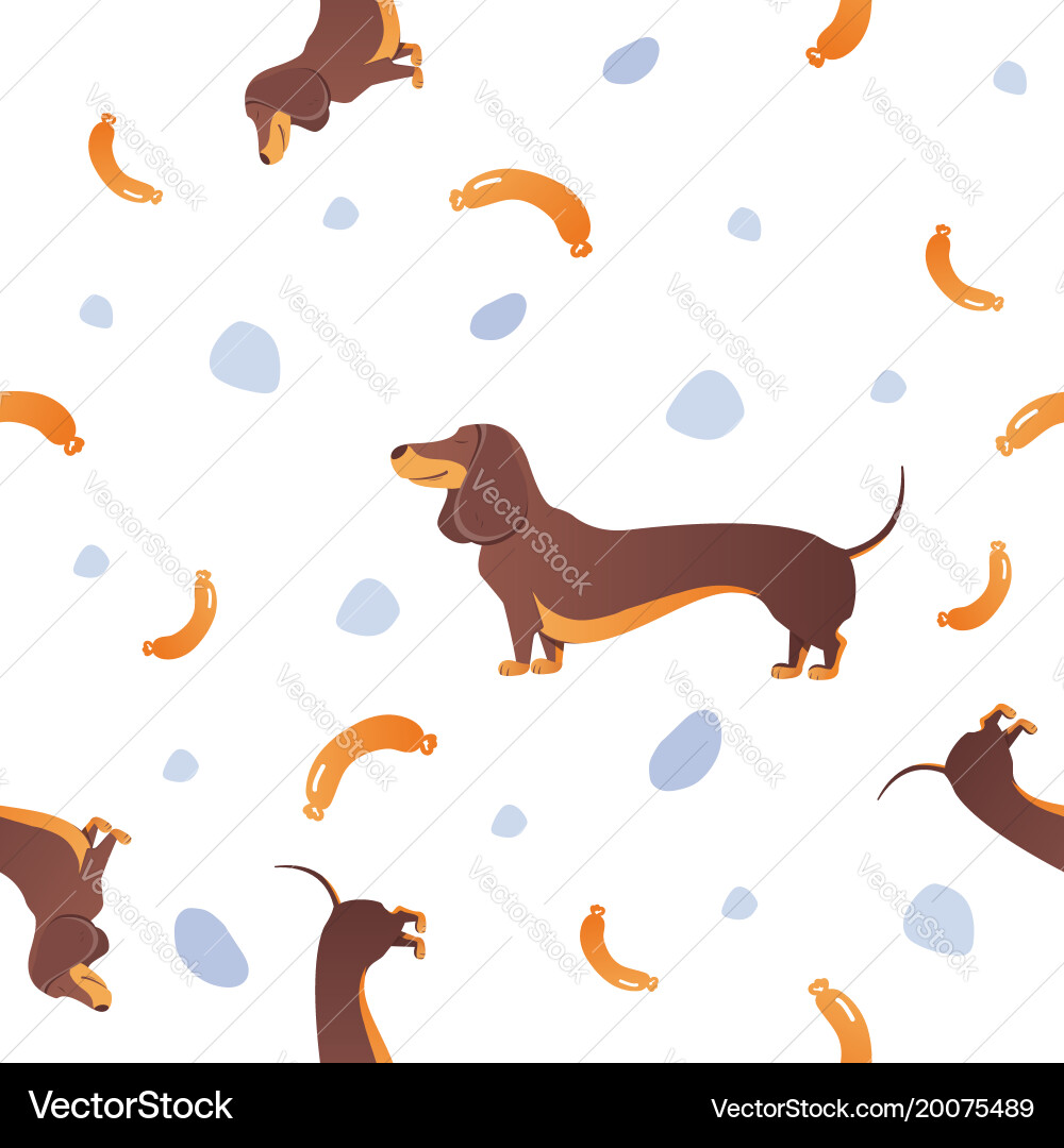 Seamless pattern with dogs and sausage Royalty Free Vector
