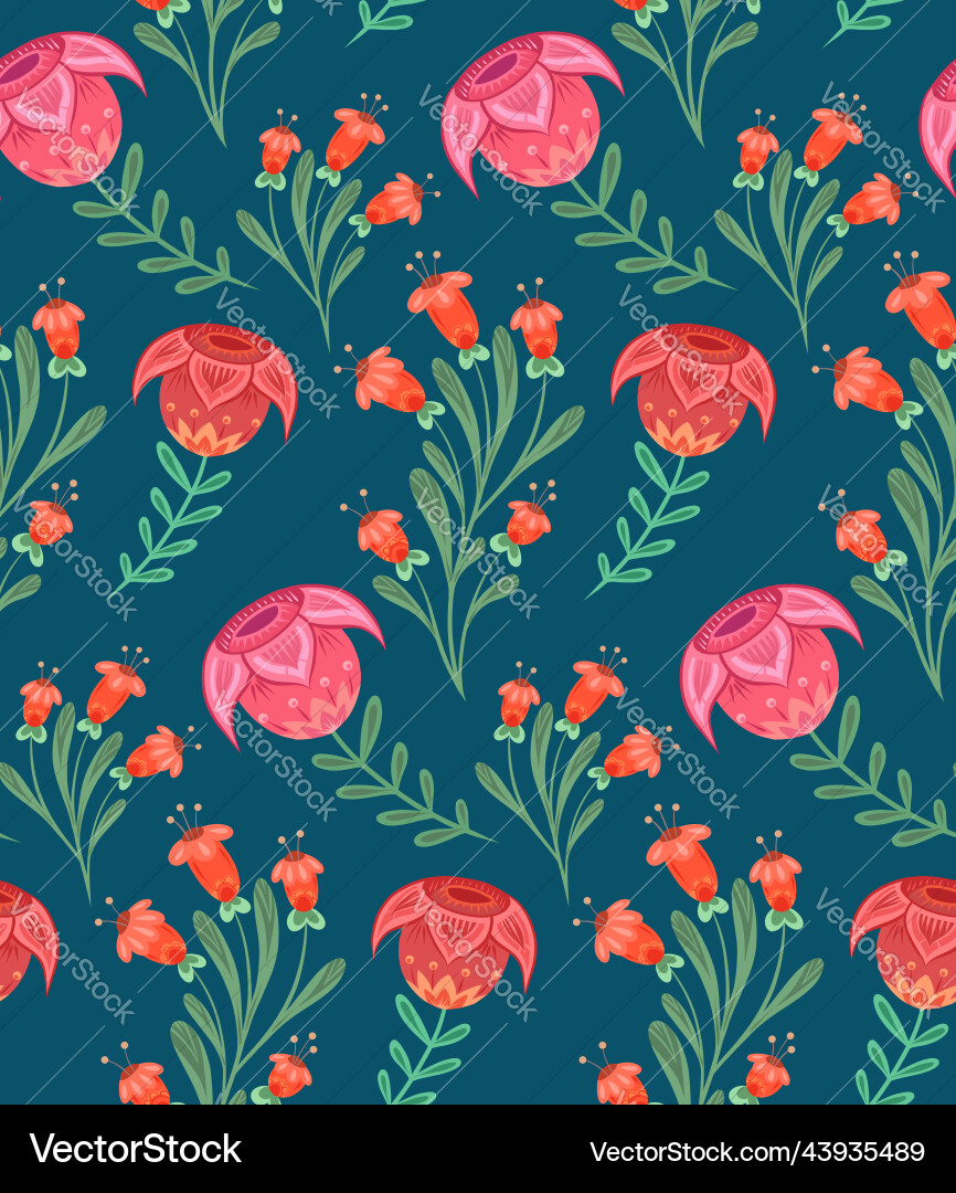 Seamless traditional pattern with flowers Vector Image