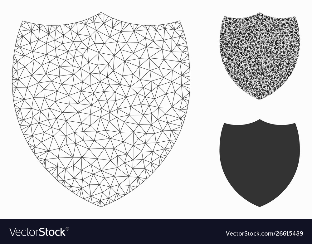 Shield mesh 2d model and triangle mosaic vector image Shield mesh 2d model and triangle mosaic