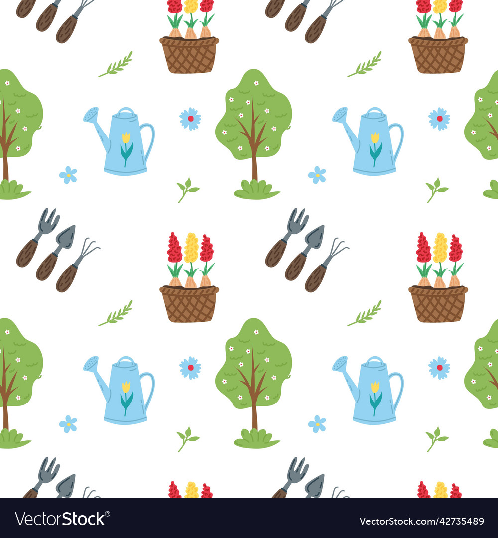 Spring seamless pattern flat