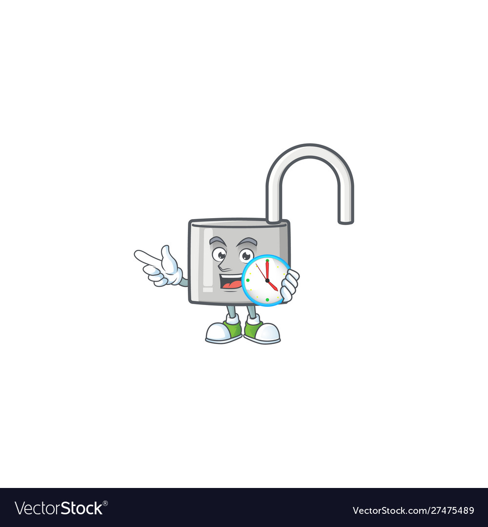 With clock unlock key icon in character