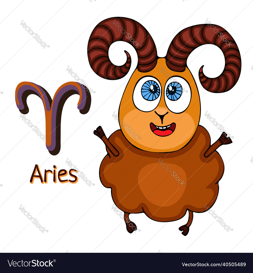 Zodiac sign cartoon aries astrological character Vector Image