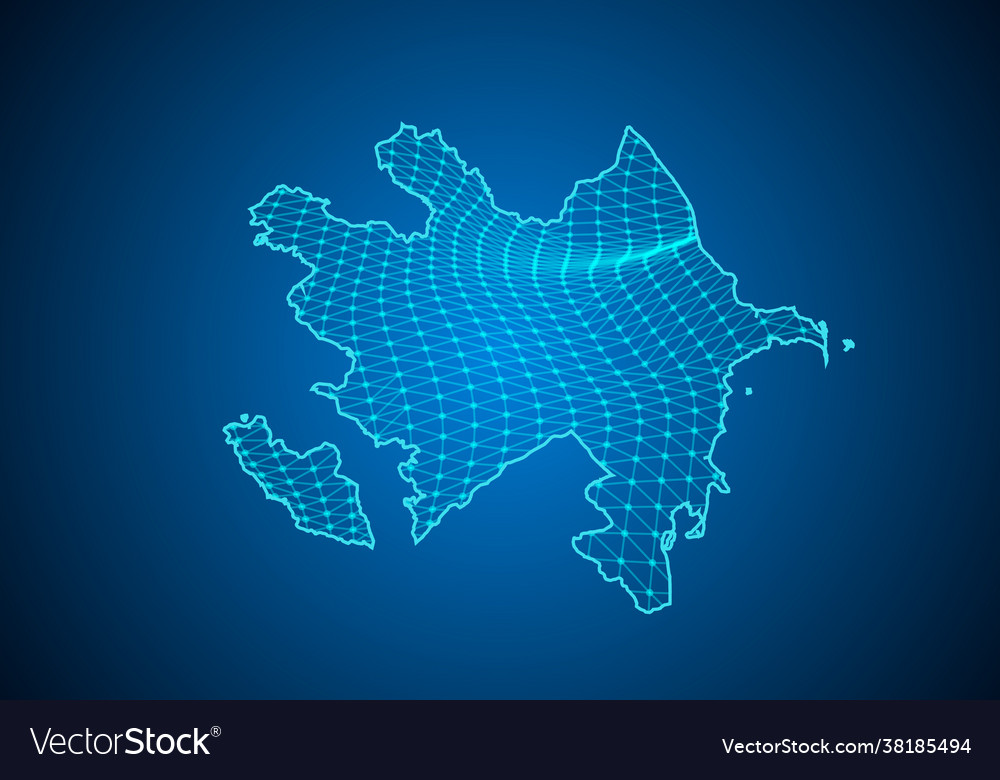Abstract digital map azerbaijan with particles vector image Abstract digital map azerbaijan with particles