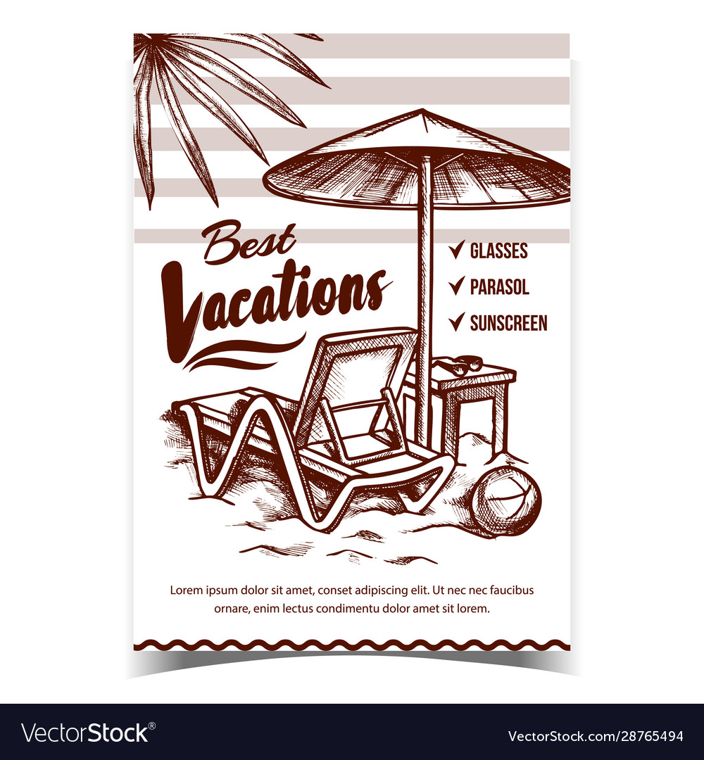 Best vacations on beach advertising poster