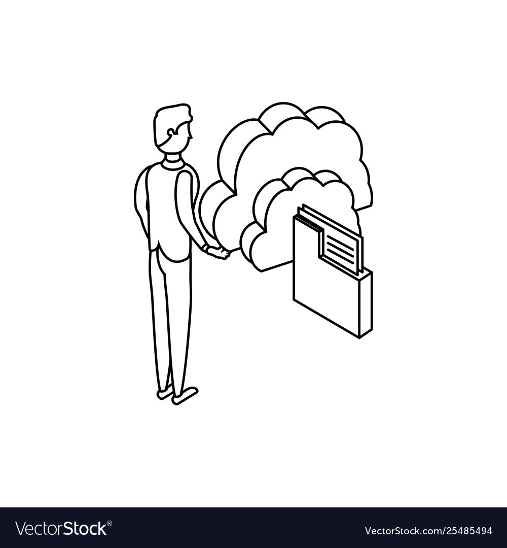 Businessman with cloud computing and folder