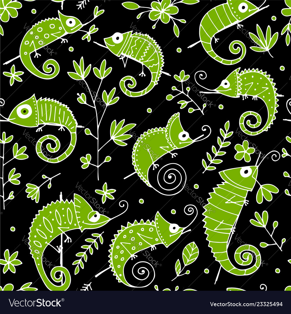 Chameleon collection seamless pattern for your Vector Image