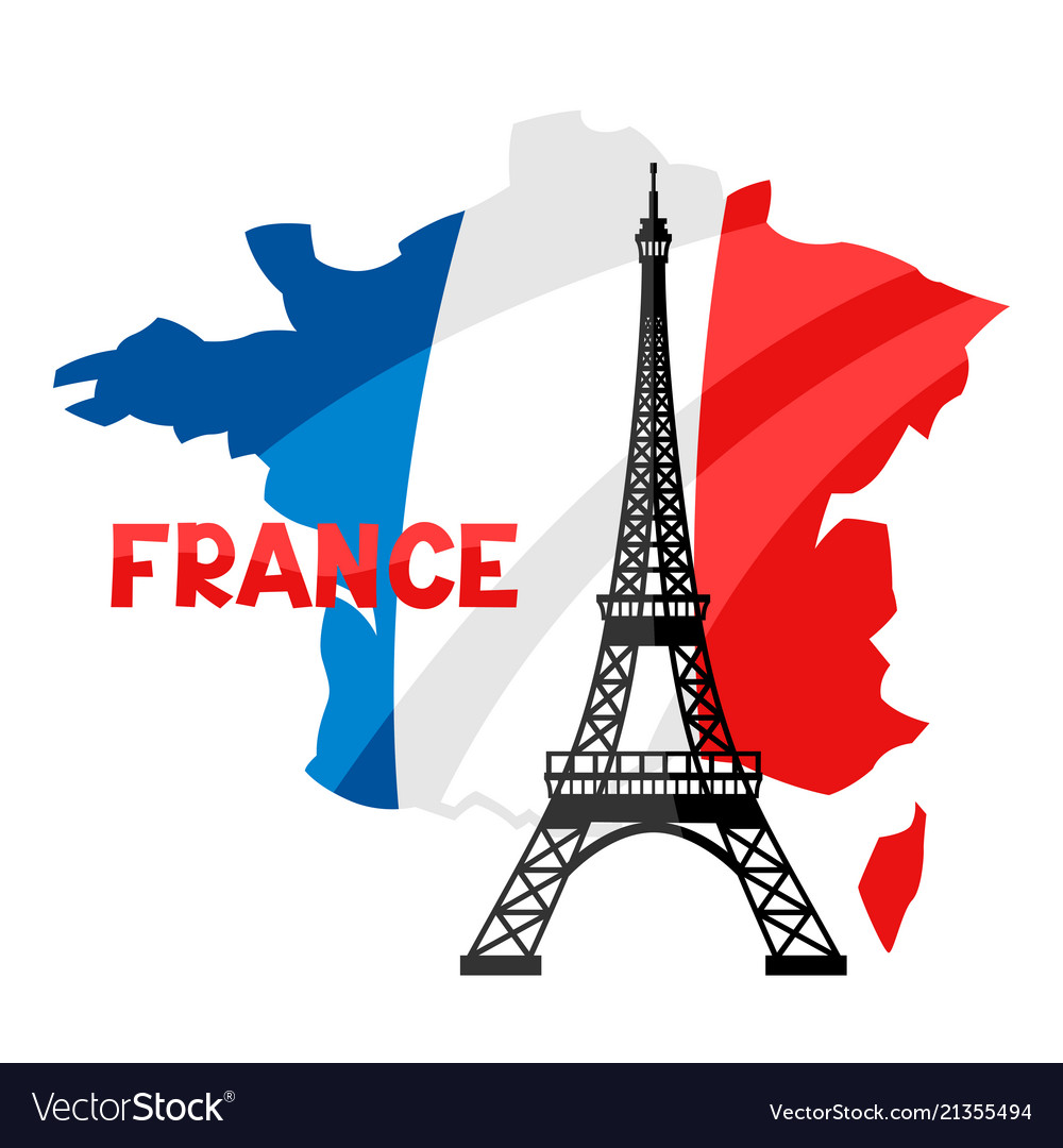 Eiffel Tower On Map Of France Eiffel Tower On Map Of France Royalty Free Vector Image