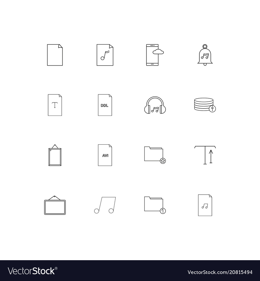 Files and folders sign linear thin icons set