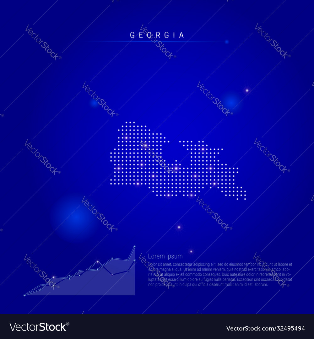 Georgia illuminated map with glowing dots dark