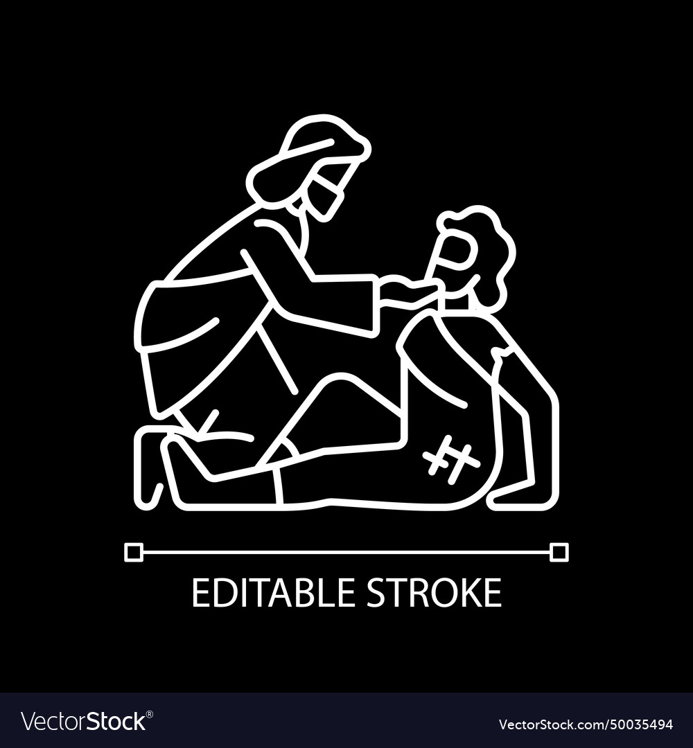 Good samaritan white linear icon for dark theme vector image Good samaritan white linear icon for dark theme